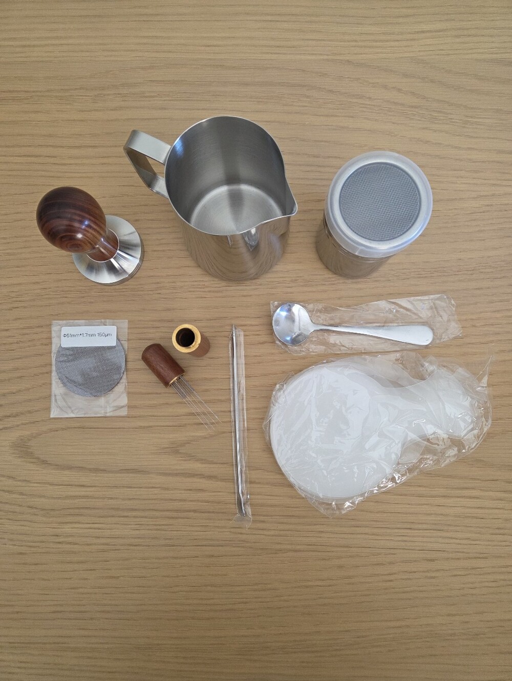 51mm Espresso Barista Accessory Kit Tamper Milk Pitcher WDT Tools